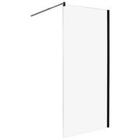 DUSCHWAND 90/190 cm Schwarz Ahaus - Transparent/Schwarz, Glas (90/190cm) - Beliani