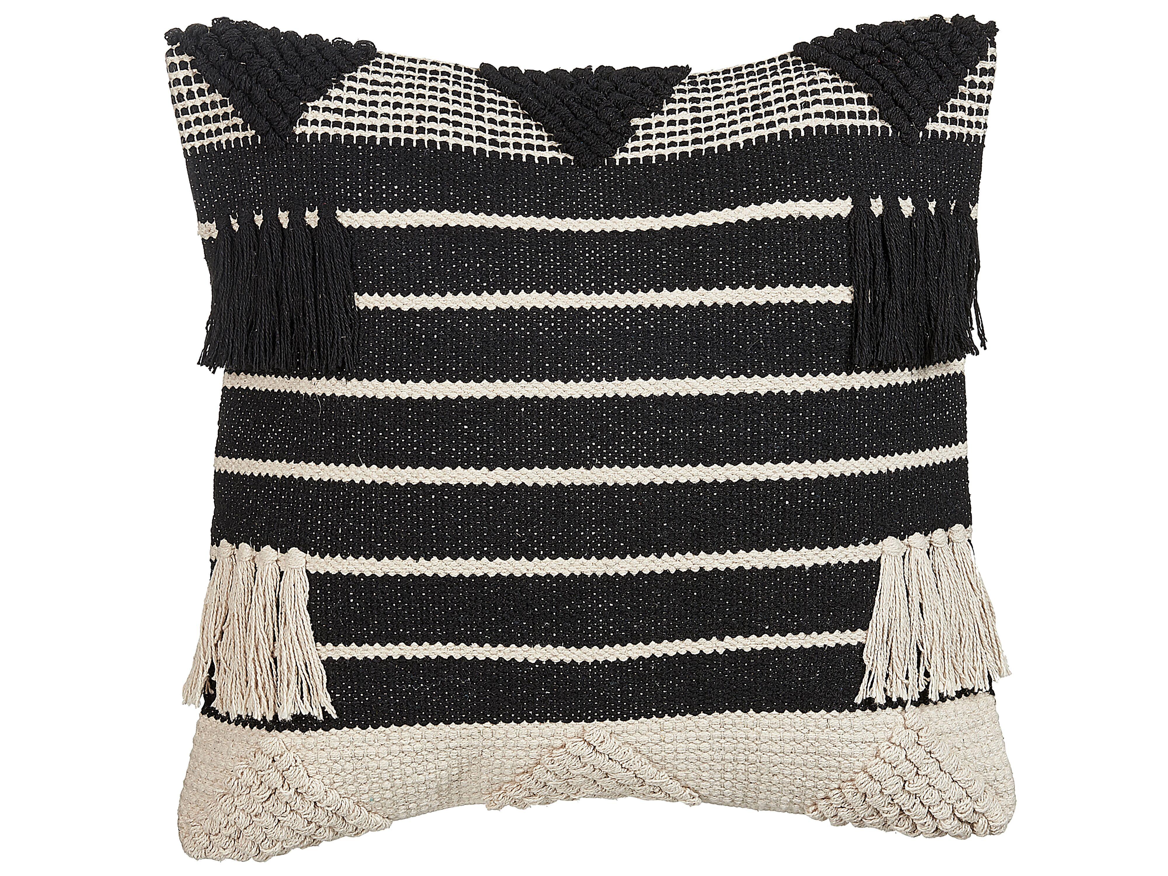 DEKOKISSEN Schwarz 50/50 cm Chittoor - Schwarz, Naturmaterialien/Textil (50/50cm) - Beliani