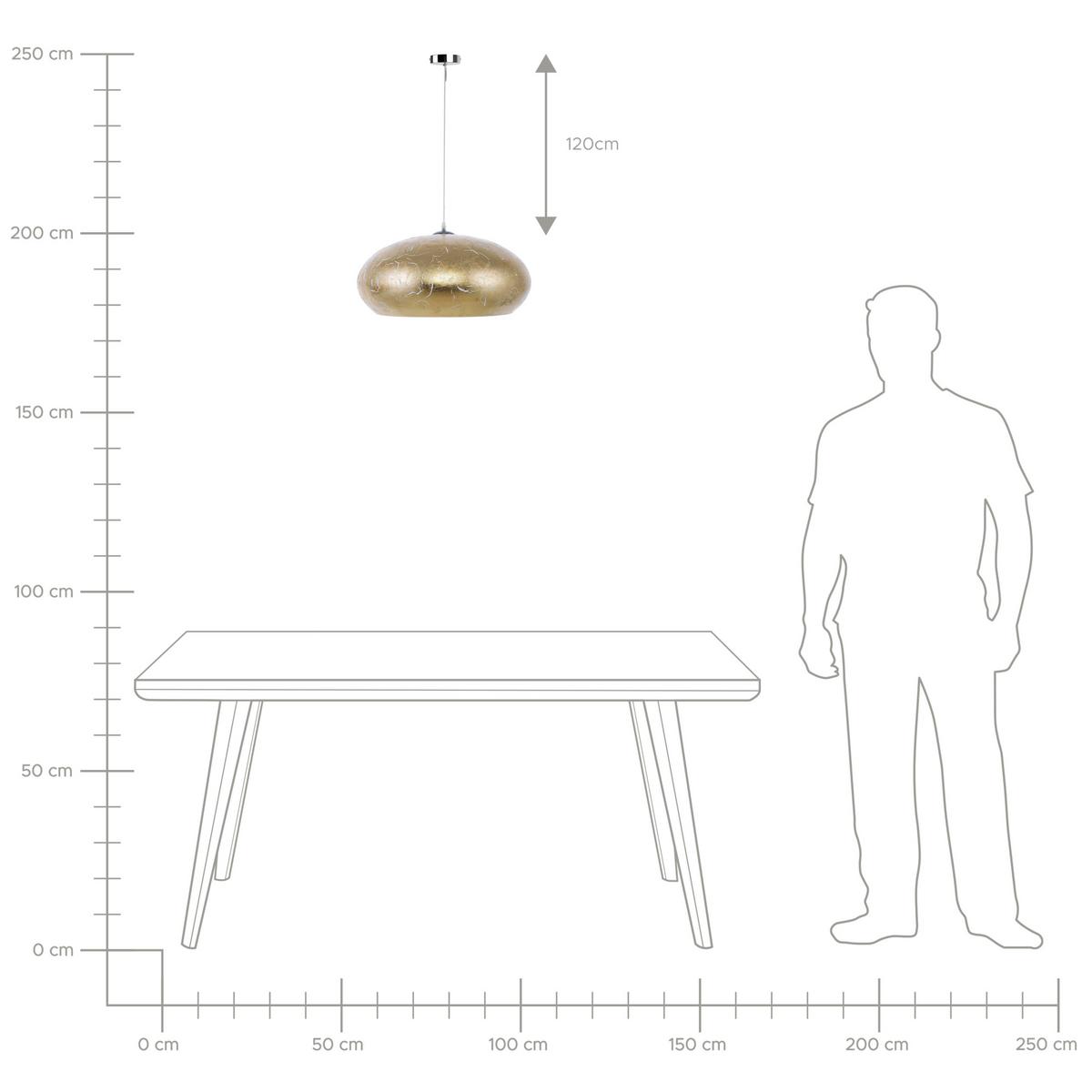 HÄNGELEUCHTE Limnatis 48/48/160 cm - Goldfarben, Metall (48/48/160cm) - Beliani