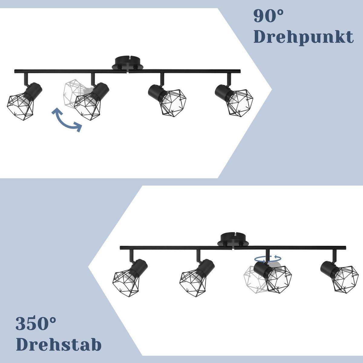 DECKENSTRAHLER Chloris 4-flammig 71/10/20 cm - Schwarz, Metall (71/10/20cm) - Nettlife