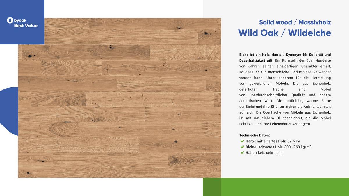 MASSIVHOLZBETT AGNES 140x200 OHNE HOLZKOPFTEIL Wildeiche - Wildeiche, Holz (140/200cm) - byoak