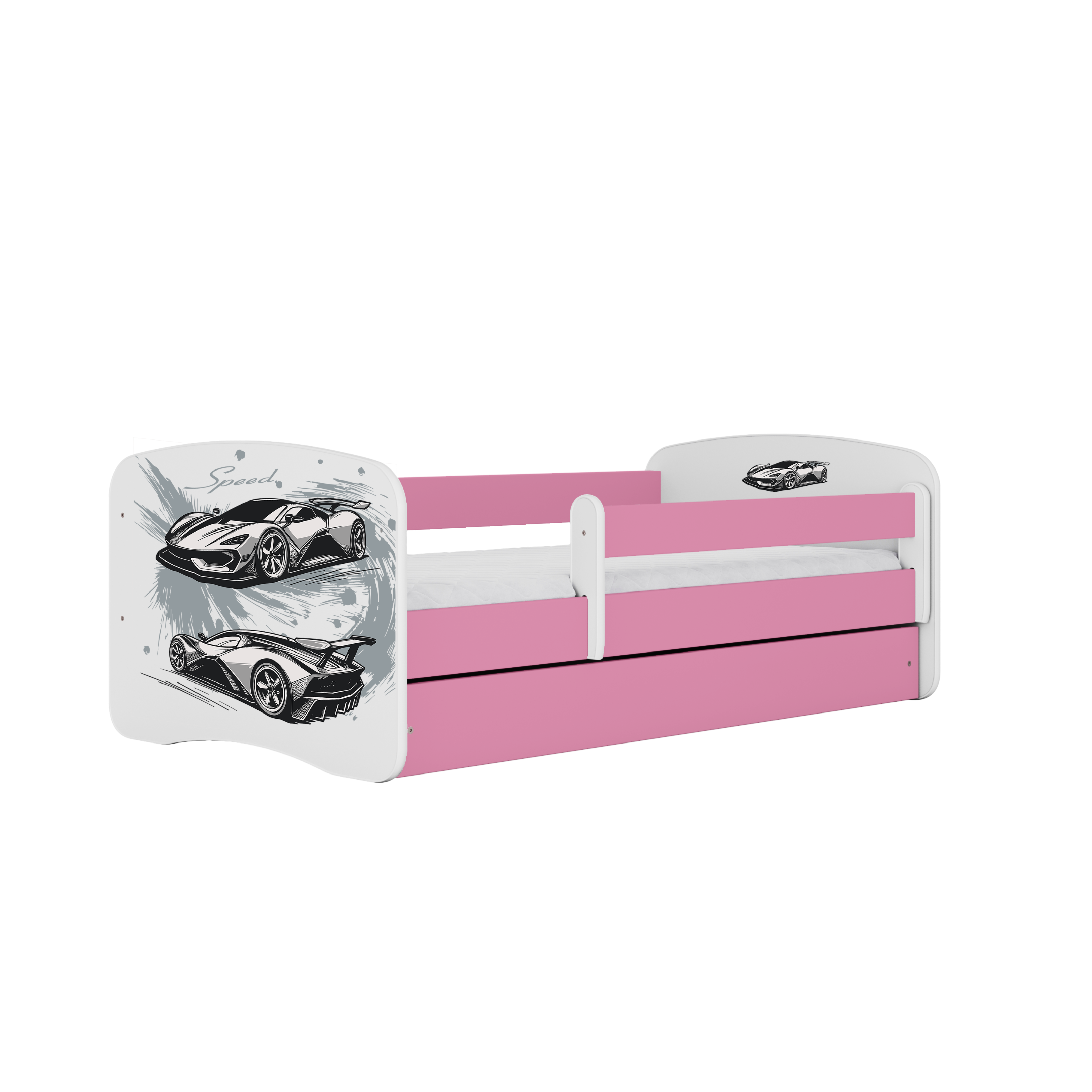 KINDERBETT Sportwagen mit Schublade 140/70 80/61/144 - Rosa, Holzwerkstoff (70/140cm) - RAUMHIRSCH FURNITURE