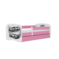 KINDERBETT Sportwagen mit Schublade 140/70 80/61/144 - Rosa, Holzwerkstoff (70/140cm) - RAUMHIRSCH FURNITURE