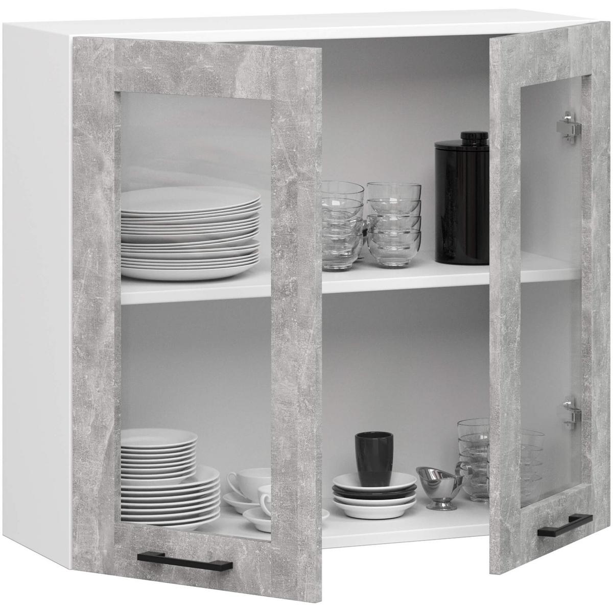 HÄNGESCHRANK Weiß, Beton 72/80/30,5 - Hellgrau/Weiß, Holzwerkstoff (80/72/30cm) - RAUMHIRSCH FURNITURE