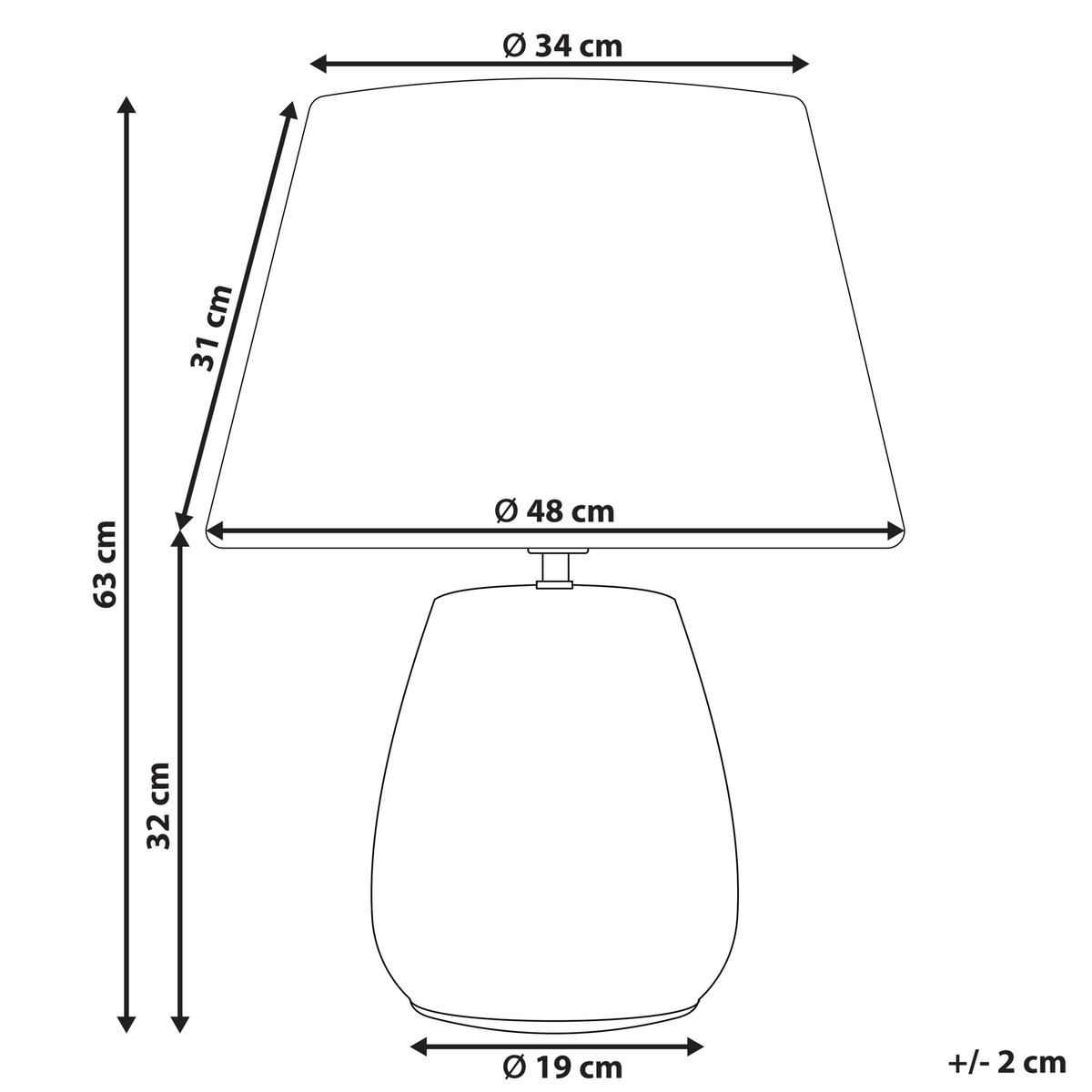 TISCHLAMPE Cidra 48/48/63 cm - Grau, Keramik (48/48/63cm) - Beliani