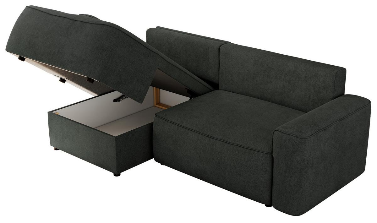 ECKSOFA BELLUNO L Dunkelgrau Strukture - Links - Dunkelgrau/Schwarz, Textil (144/233cm) - MKS