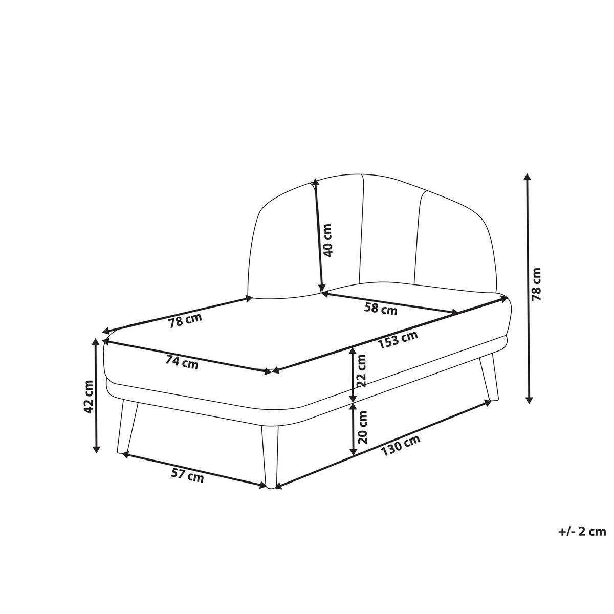 CHAISELONGUE-RECHTSSEITIGE Stoff Hellbraun Tanlay - Hellbraun/Braun, Textil (74/78/153cm) - Beliani