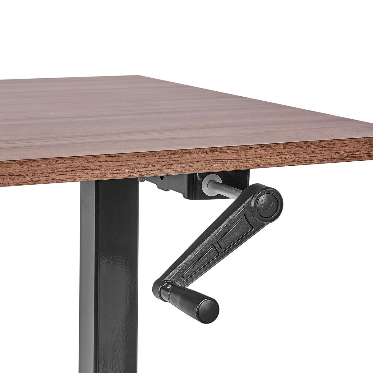 SCHREIBTISCH braunschwarz 160/72 cm manuell höhenverstellbar Destin III - Dunkelbraun/Schwarz, Holz (72/160/74cm) - Beliani