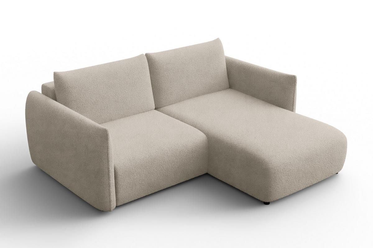 ECKSOFA TAUER 3-Sitzer RECHTS, Bouclé-Stoff beige - Beige/Schwarz, Holz/Textil (206/173cm) - Courtois Laville