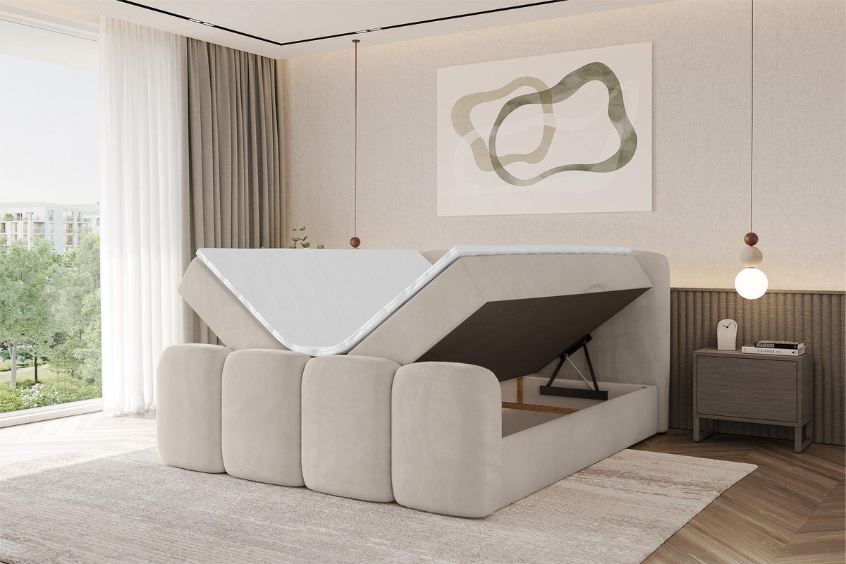 BOXBETT mit Matratze H4 und Lattenrost - NINA-Z - 180x200 cm Casablanca - Beige - Champagner, Holzwerkstoff (180/200cm) - ALTDECOR