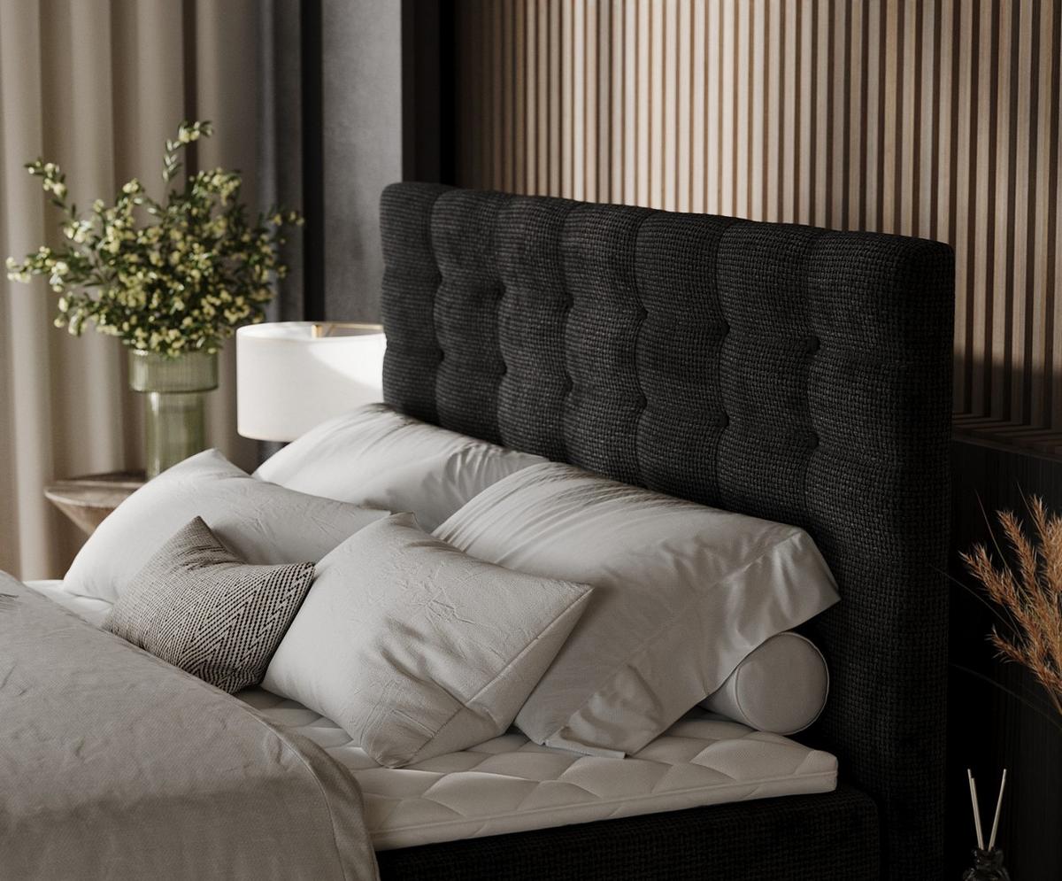 BOXBETT Niro 160/200 cm Schwarz im Bonita Stoff - Schwarz, Holz/Holzwerkstoff (160/200cm) - AltaBeds