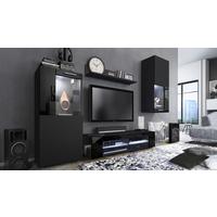 WOHNWAND Movie Absetzungen in Schwarz Hochglanz - Schwarz Hochglanz, Holzwerkstoff (300/190/39cm) - Vladon