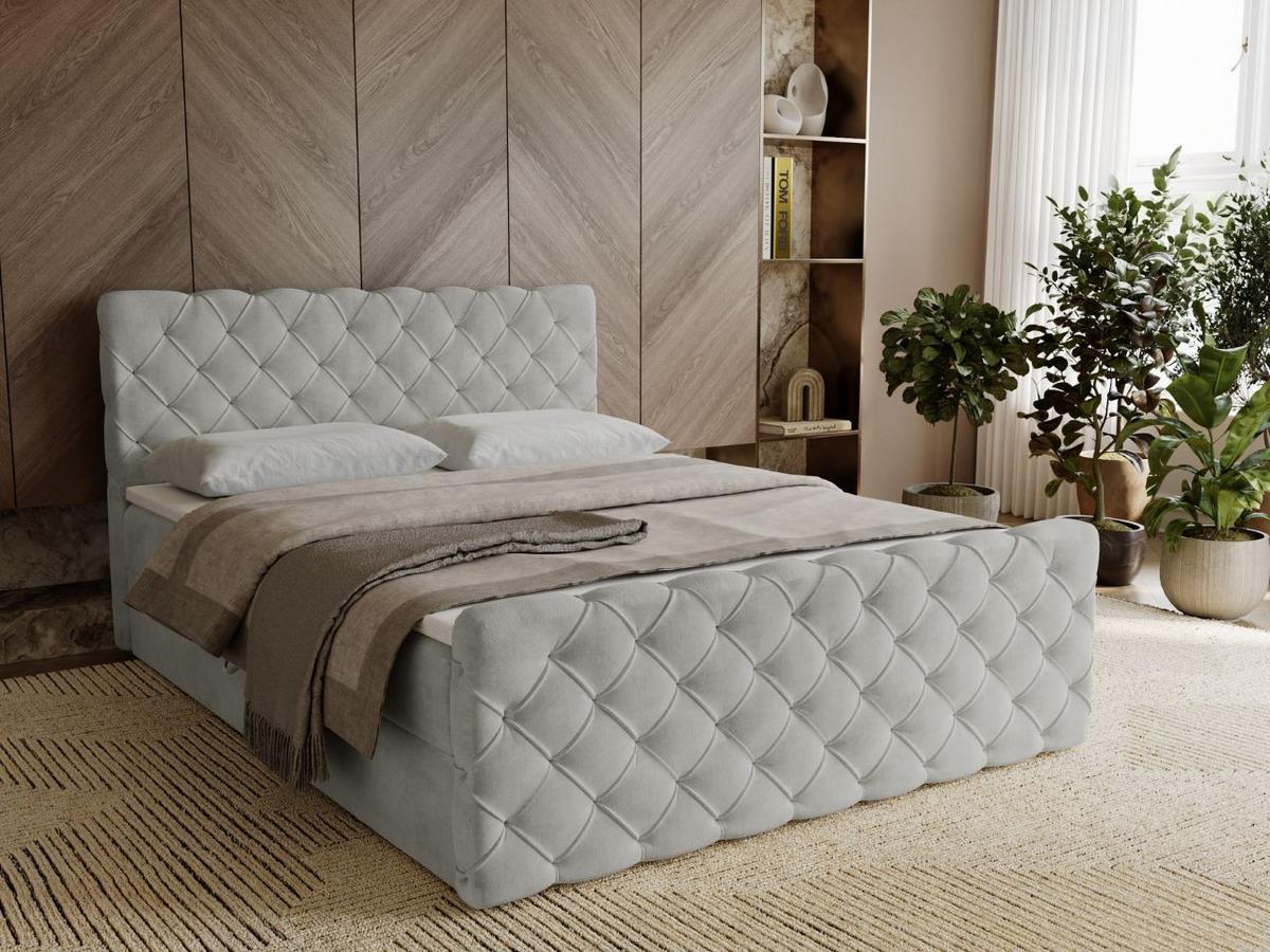 BOXBETT Lunaris 140x200 Hellgrau - Hellgrau, Holz/Textil (140/200cm) - Graingold