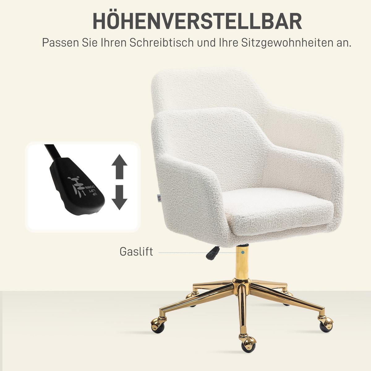 BÜROSTUHL, Höhenverstellbar Schreibtischstuhl, Relaxsessel, Drehstuhl, Cremeweiß - Beige, Textil (61/88/60cm) - HOMCOM