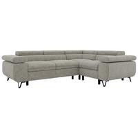 ECKSOFA ORSO L Hellgrau Stukture - Rechts Seite - Hellgrau/Schwarz, Textil/Metall (268/197cm) - MKS