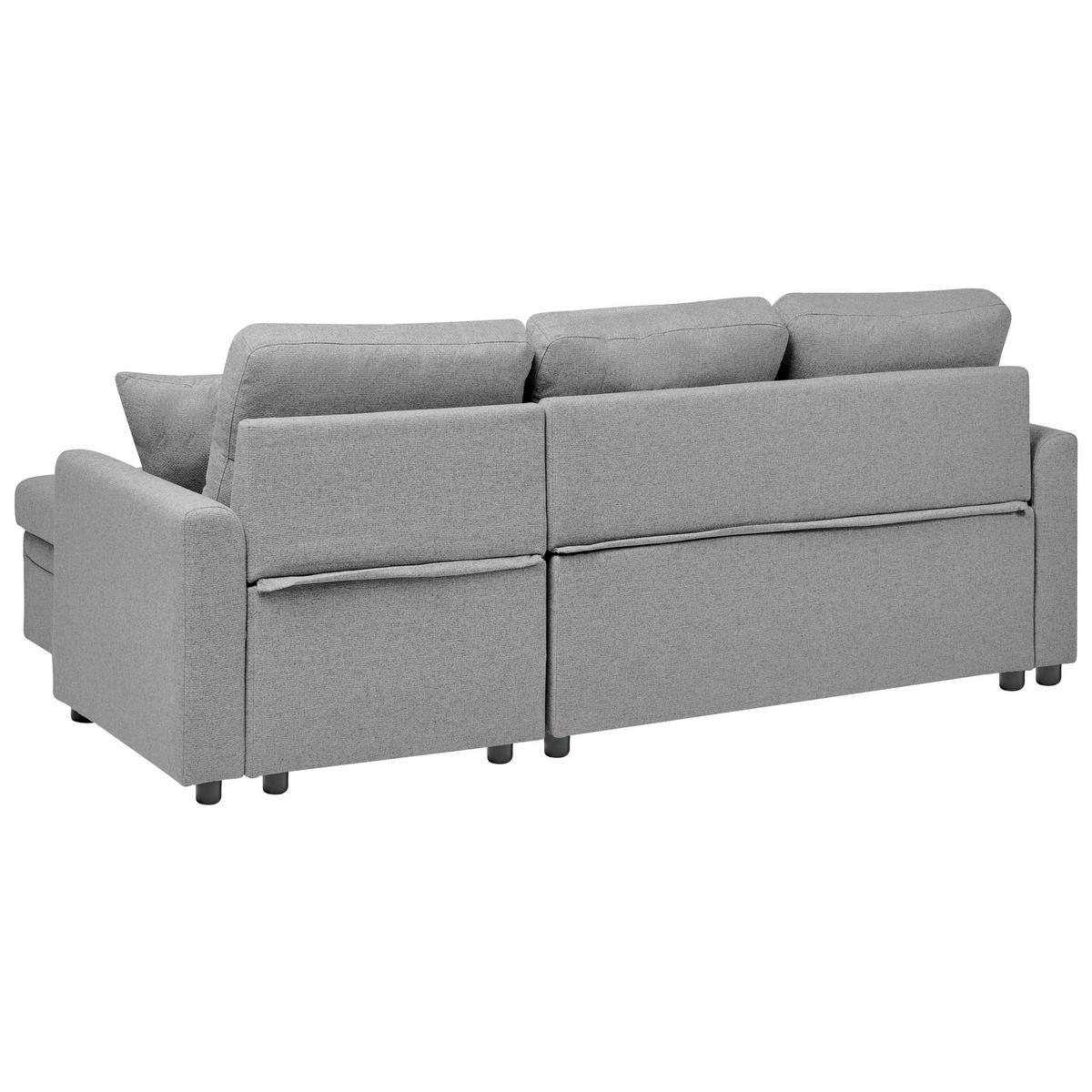 ECKSCHLAFSOFA 3-Sitzer Kunstleinen Grau linksseitig Nassjo - Grau, Textil (210/131cm) - Beliani