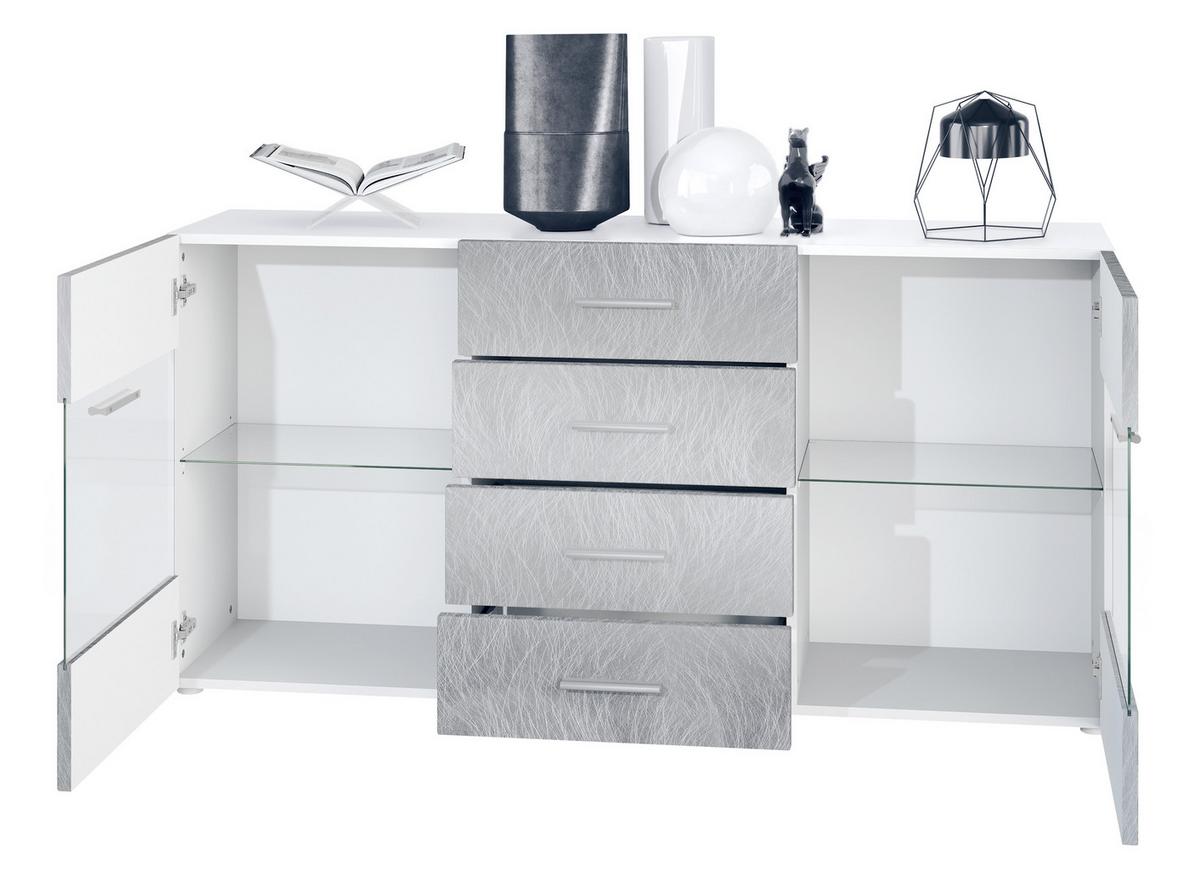 SIDEBOARD Carlos Brombeer Hochglanz - Brombeere, Holzwerkstoff (139/72/35cm) - Vladon