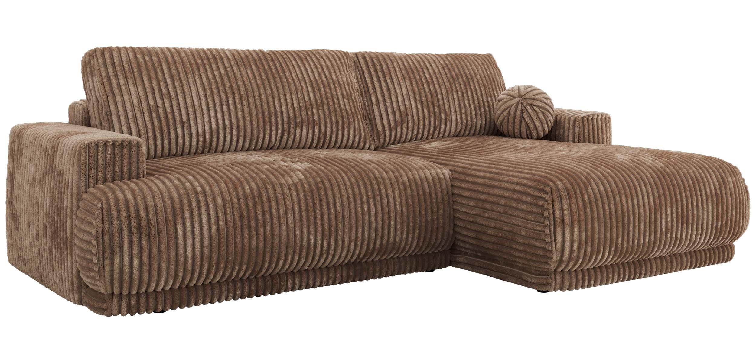 ECKSCHLAFSOFA RINA L Braun Cord - rechts - Schwarz/Braun, Kunststoff/Textil (170/267cm) - MKS
