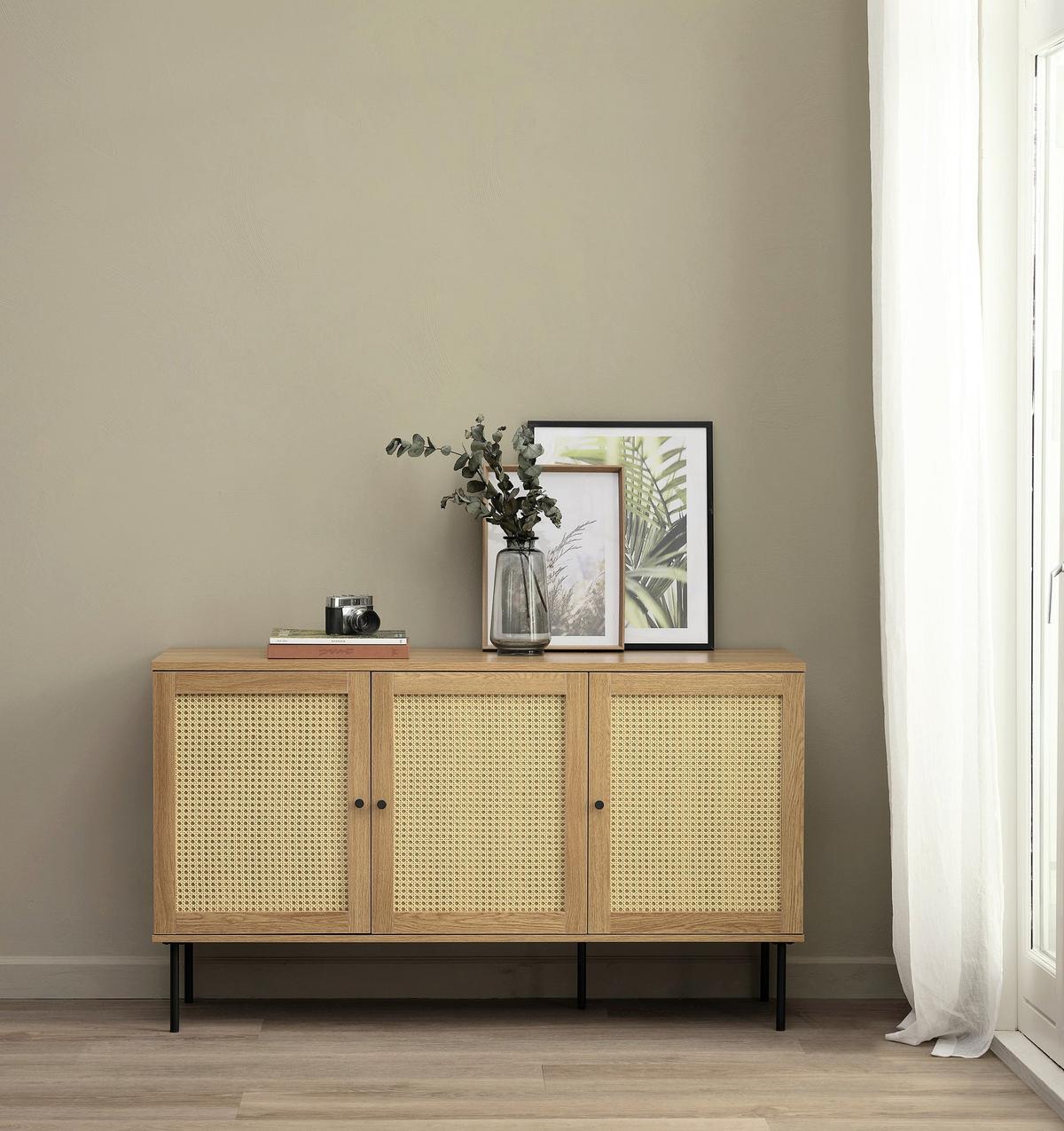 SIDEBOARD Mogest 140 cm - Beige/Schwarz, Holzwerkstoff/Kunststoff (140/80/40cm) - Selsey