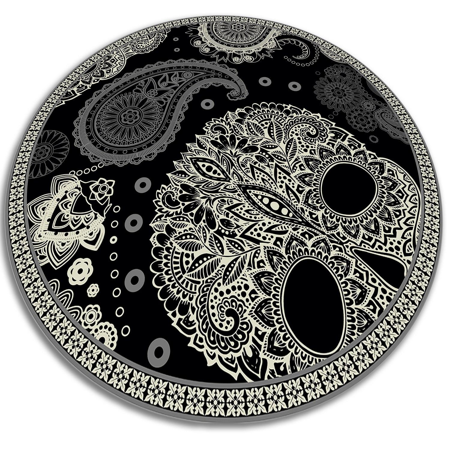 VINYL TEPPICH Ø80 cm Schädel - Schwarz/Grau, Kunststoff (80/80cm) - TULUP