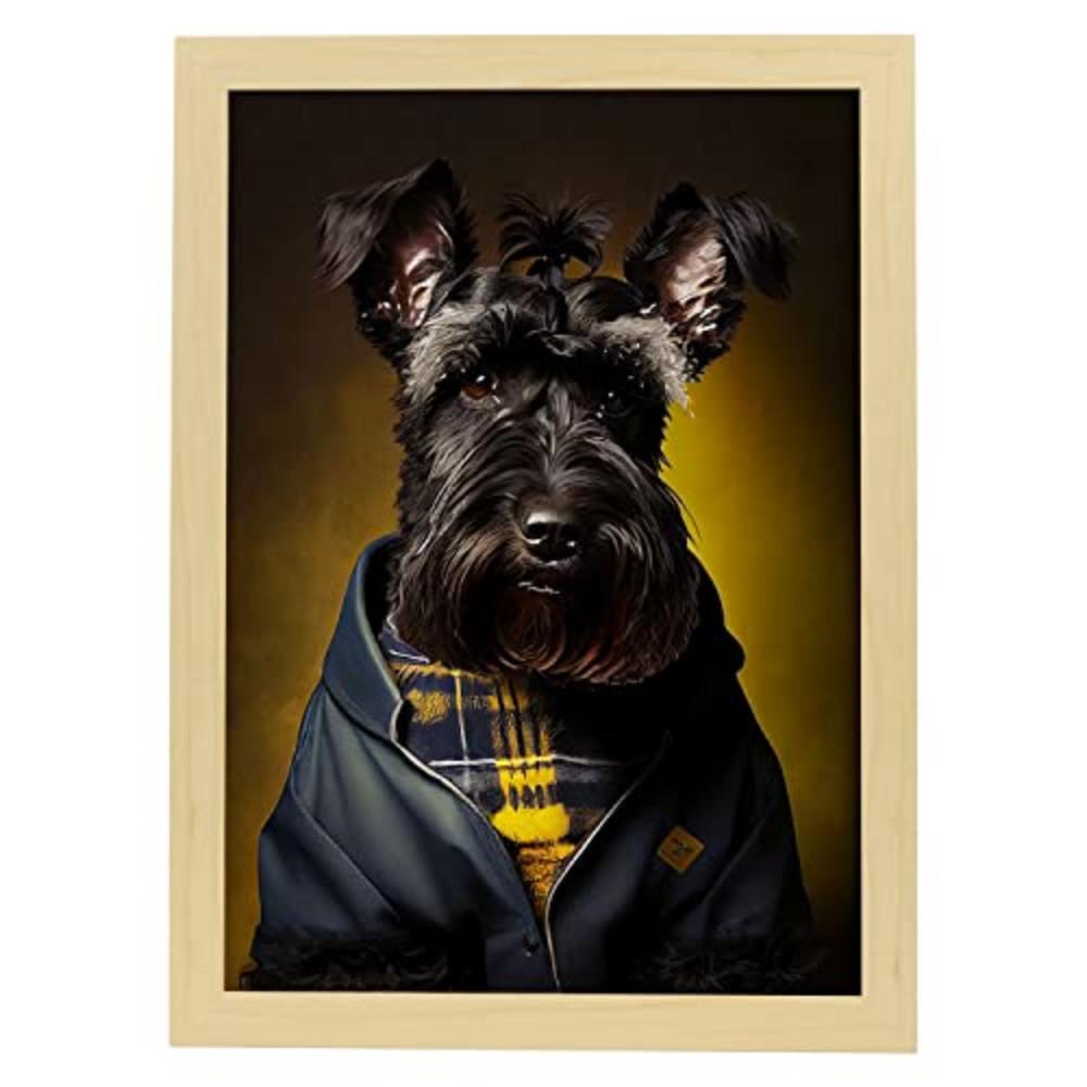 POSTER Riesenschnauzer In Voller Farbe Fotostil A3 Rahmen Aus Hellem Holz - Beige, Papier (29.7/5/42cm) - Nacnic
