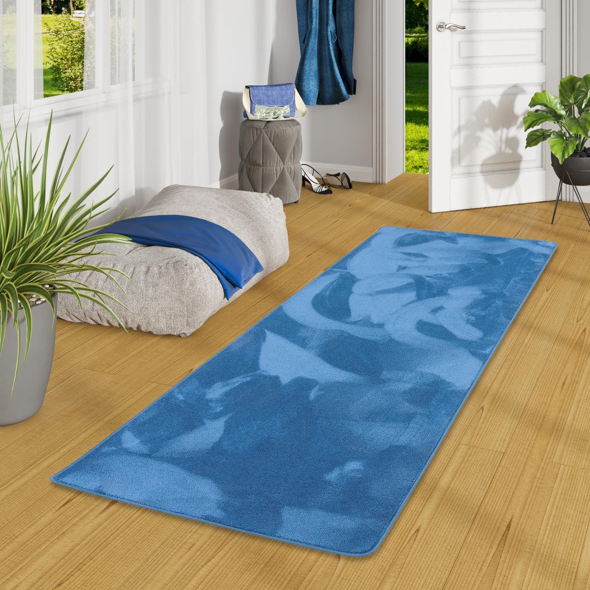 LUXUS SUPER SOFT HOCHFLOR LANGFLOR TEPPICH LÄUFER DELUXE - Blau, Textil (80/240cm) - Snapstyle