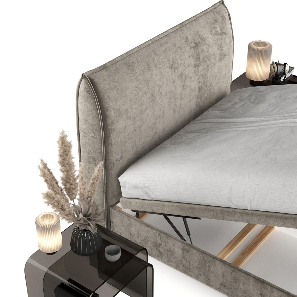 POLSTERBETT Tuvalu mit Stauraum 120/200 cm Beige im Lotta Stoff - Beige/Schwarz, Holz/Holzwerkstoff (120/200cm) - AltaBeds