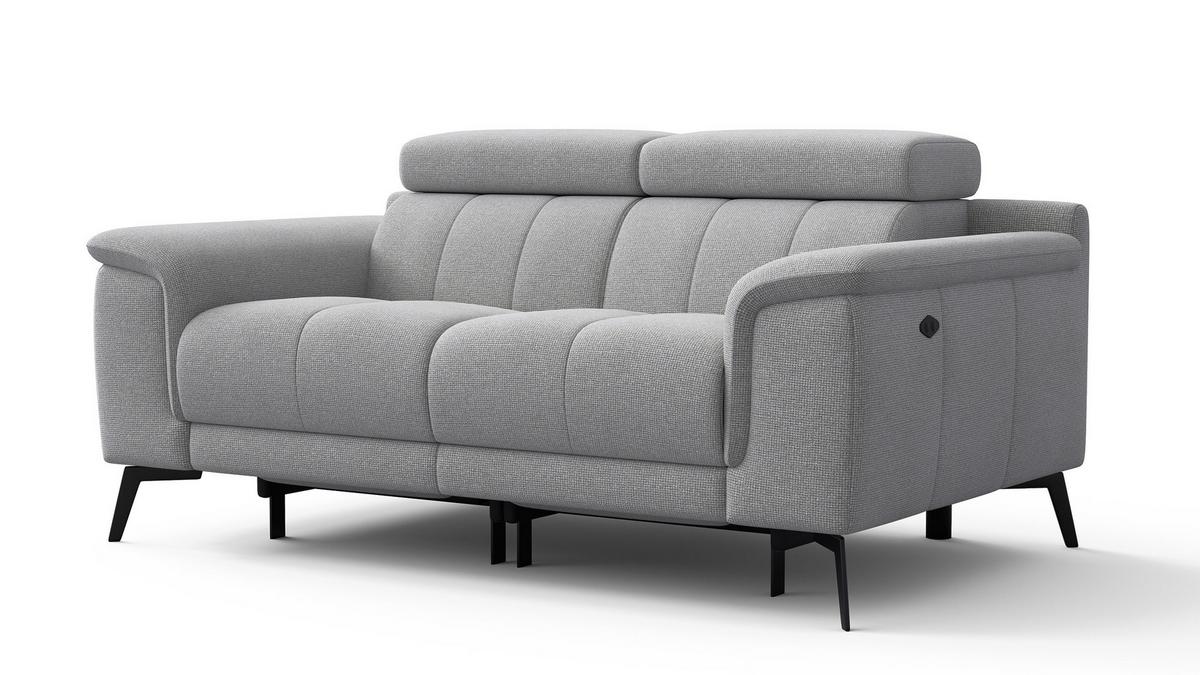 RELAXSOFA FIERO 2-Sitzer mit 2 Relaxfunktionen, silberfarben - Silberfarben/Schwarz, Holzwerkstoff/Textil (170/82/103cm) - Wozimo