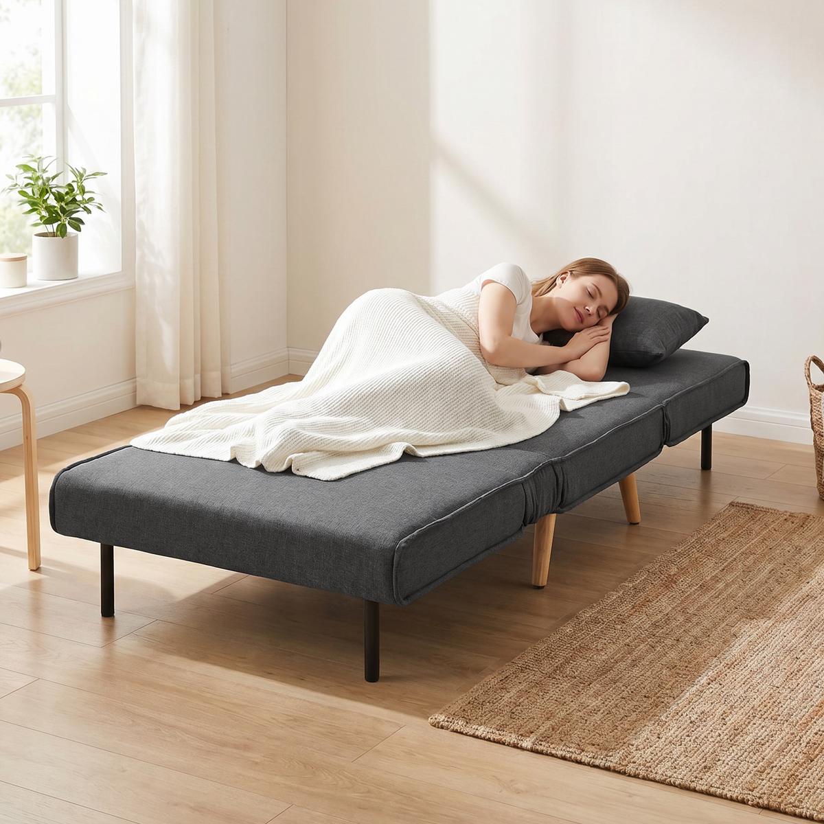 SCHLAFSESSEL Polyester Grau - Grau, Textil/Metall (78/80/94cm) - HOMCOM