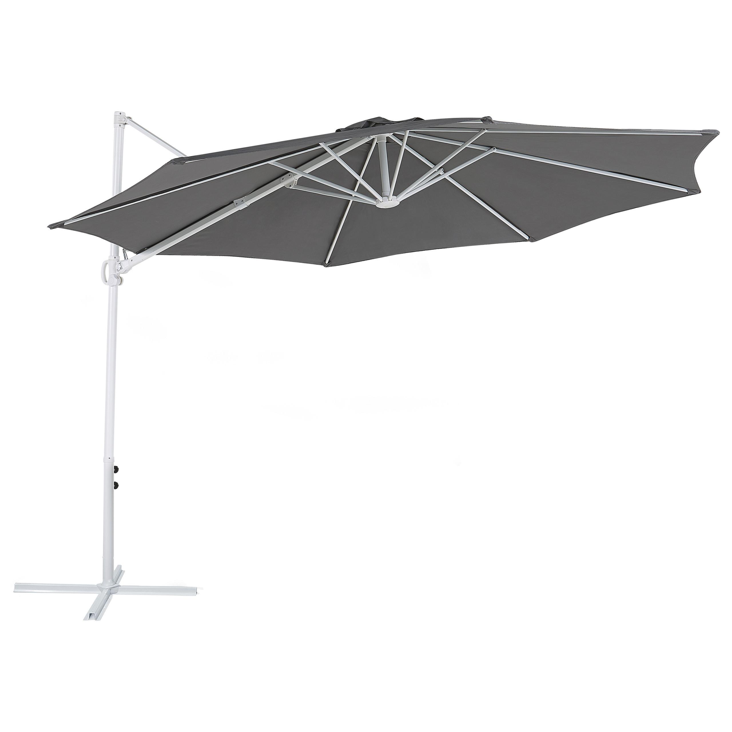 AMPELSCHIRM dunkelgrau/weiß 295 cm Savona II - Weiß/Grau, Textil (295/295cm) - Beliani