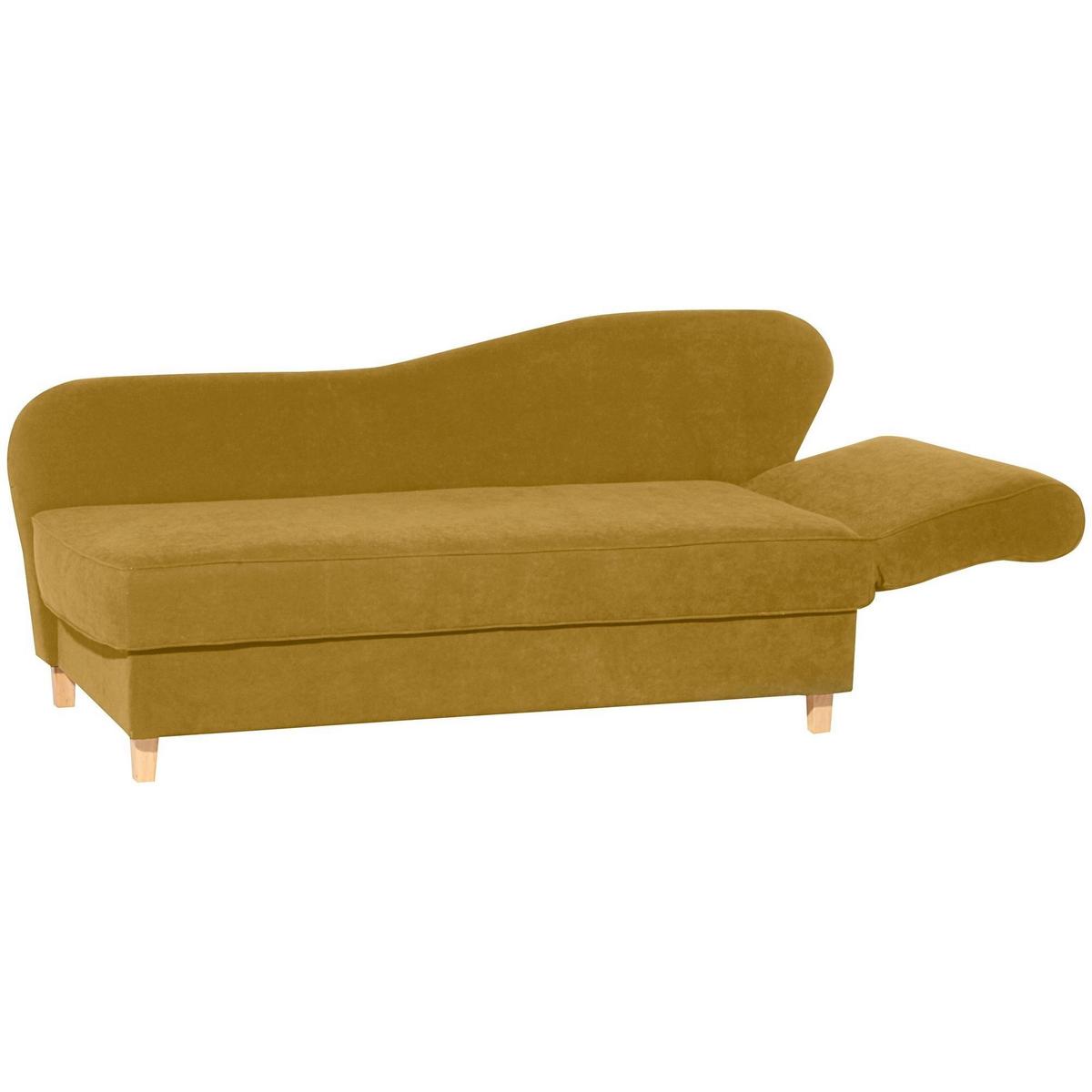 RECAMIERE mit Armteil rechts klappbar Katia Bezug Veloursstoff Buche natur / mais - Gelb, Kunststoff (190/82/88cm) - 58aufmkessel