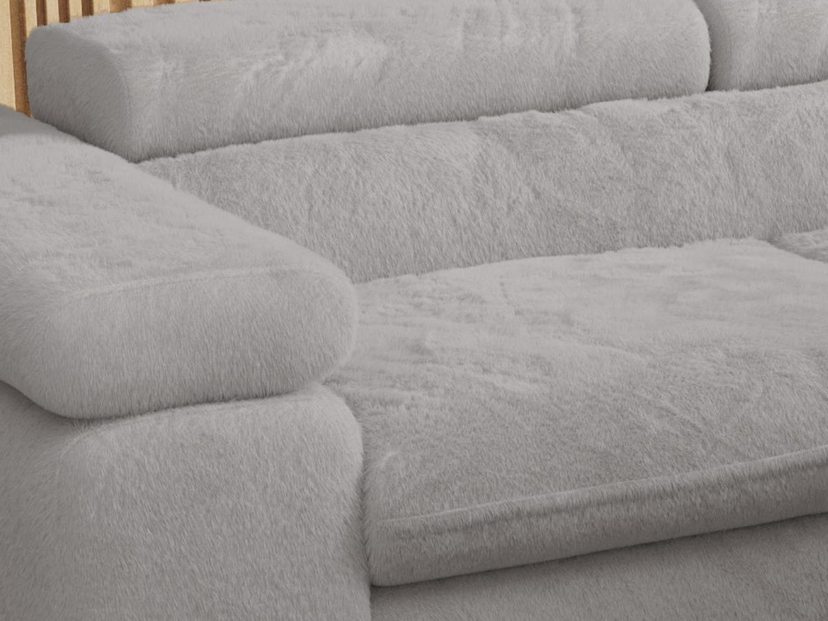 ECKSOFA PETER L Hellgrau Plüsch - Rechts Seite - Hellgrau/Schwarz, Textil/Metall (273/208cm) - MKS