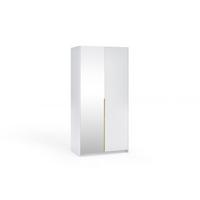DREHTÜRENSCHRANK THALIA 100/204/58cm 2-türig mit Spiegel Weiß - Weiß, Holzwerkstoff (100/204/58cm) - MASSENO