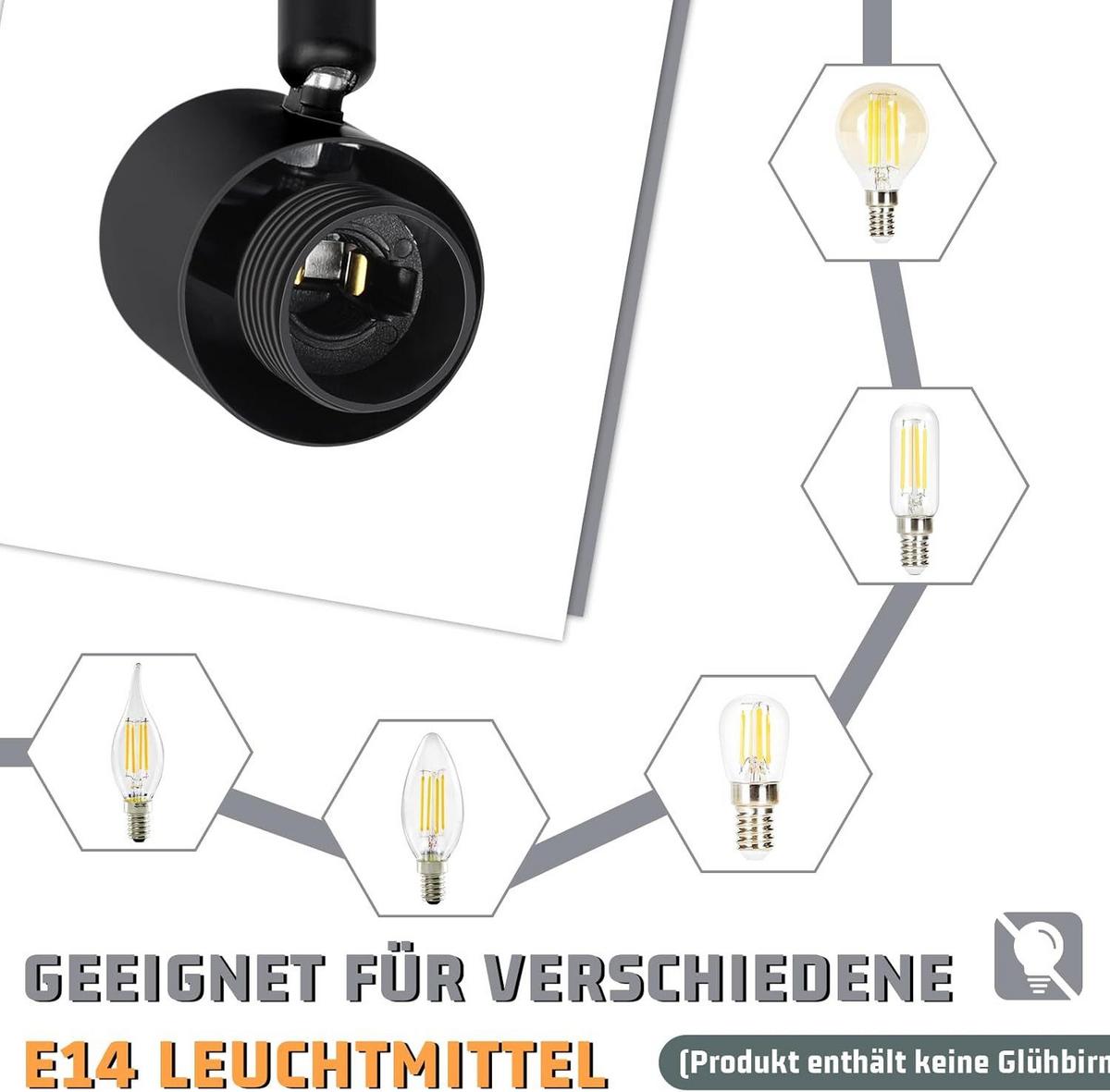 DECKENSTRAHLER Lantra 10/16.5/70 cm - Schwarz, Metall (70/10/16.5cm) - ZMH