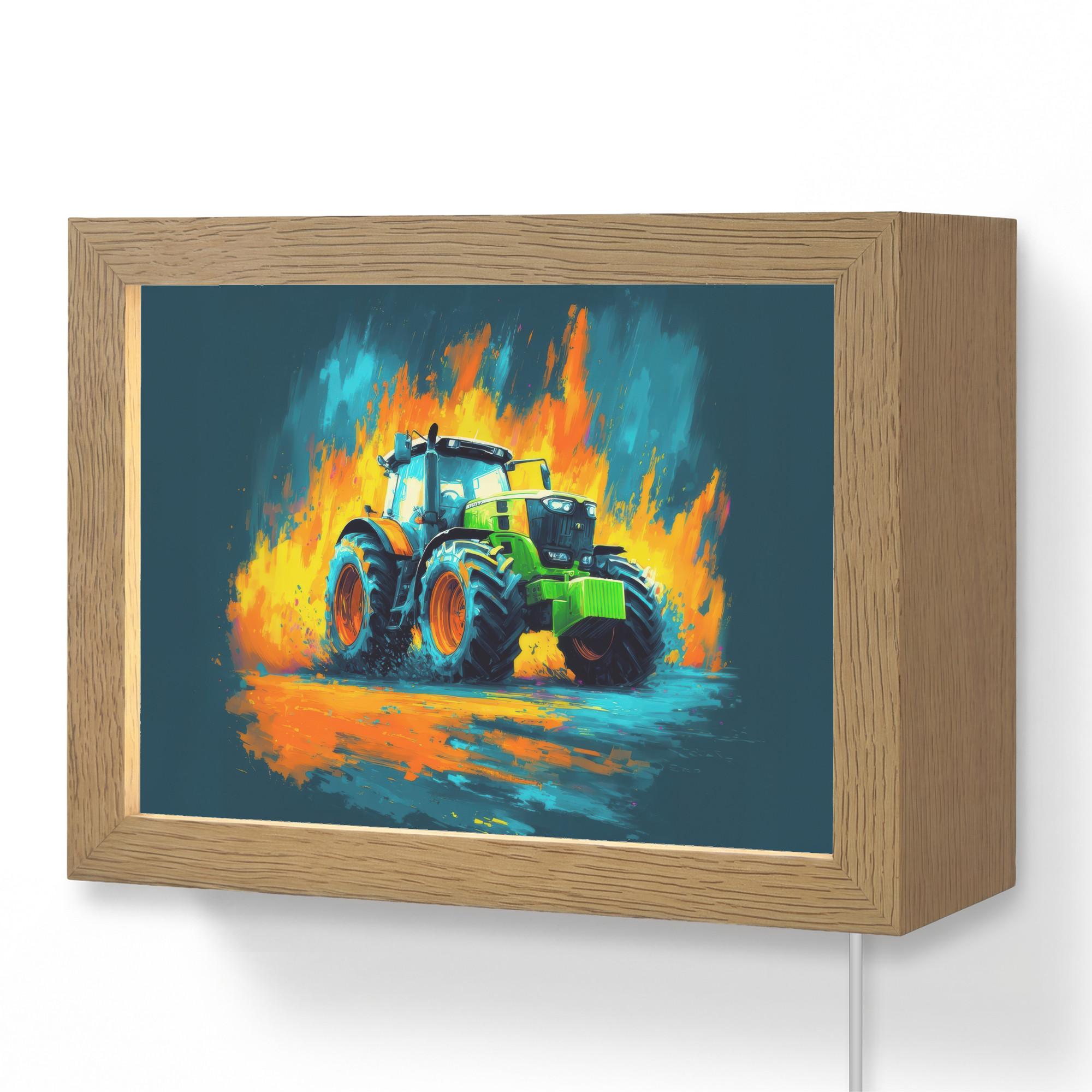 WANDLEUCHTE Abstrakt - Traktor - Grün 20x15 cm - Dunkelblau, Holzwerkstoff (20/15/8cm) - OnlyWow