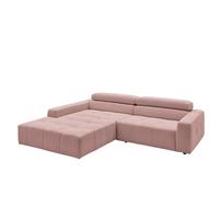 ECKSOFA MIT MOTORISCHEM SITZVORZUG RENO Pink Cord Relaxfunktion - Schwarz/Rosa, Kunststoff/Textil (258/217cm) - KAWOLA