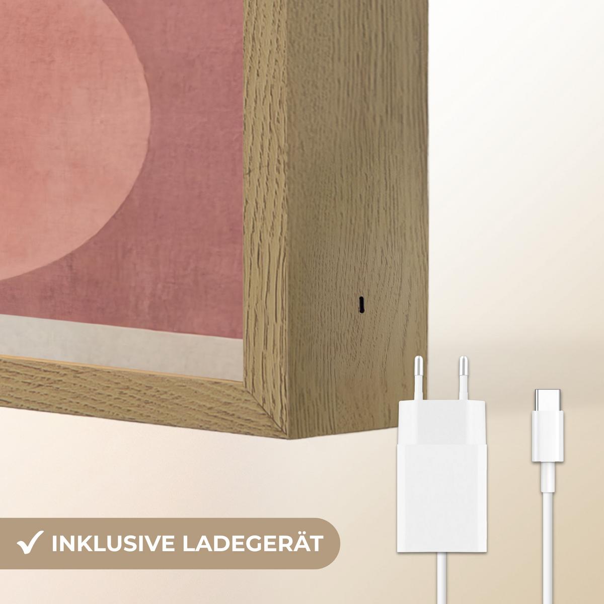 WANDLEUCHTE MIT AKKU Figuren - Abstrakt - Rosa 40x30 cm - Altrosa, Holzwerkstoff (40/30/8cm) - OnlyWow