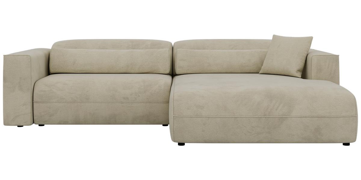 ECKSOFA PAZURRO L - Beige Velvet - Rechts Seite - Beige/Schwarz, Kunststoff/Textil (288/180cm) - MKS