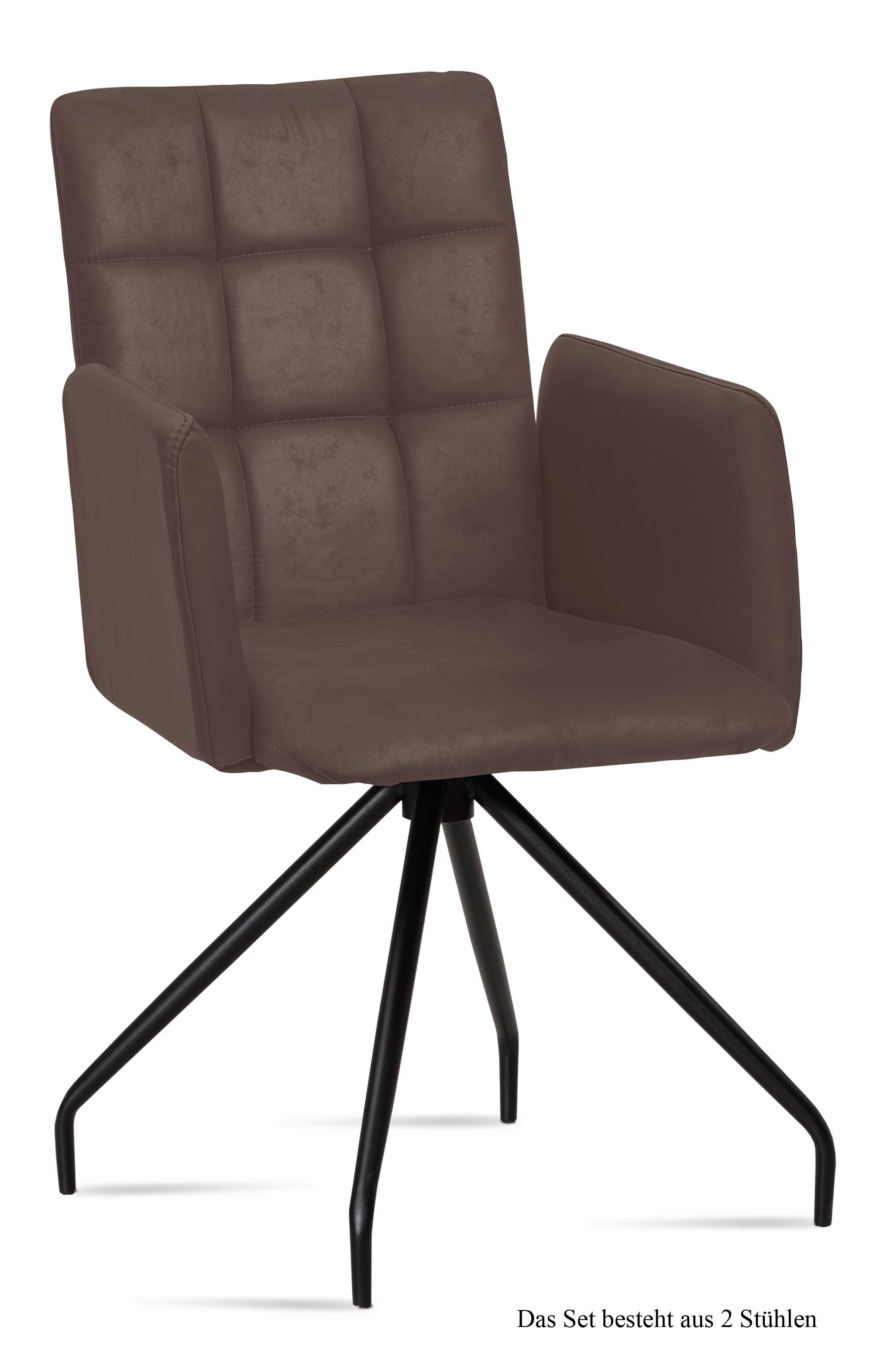 ARMLEHNSTUHL (2er-Set) Devina 52x91x60 Schwarz/Braun - Schwarz/Braun, Kunststoff (60/91/52cm) - 58aufmkessel