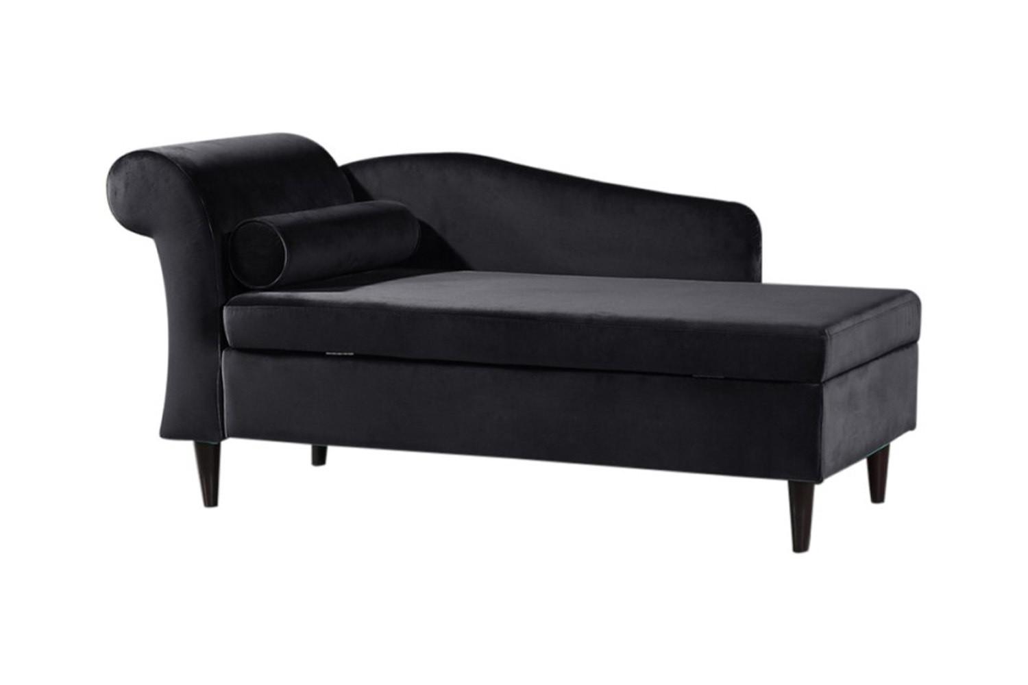 POLSTERLIEGE SARAH Schwarz Webstoff - Schwarz/Braun, Textil (163/77/73cm) - KAWOLA