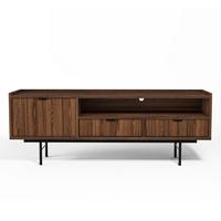 LOWBOARD Nordiva 1T 2S Warmia Walnut 150/55/40 cm – Metallgestell - Walnussfarben/Schwarz, Holzwerkstoff/Metall (155/55/40cm) - AX Living