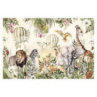 FOTOTAPETE Aquarell Savannen Tiere 384/255 cm - Multicolor, Papier (384/255cm) - Bilderwelten