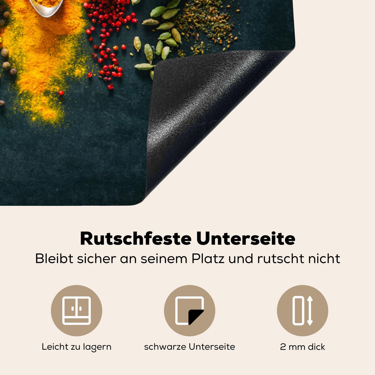 HERDABDECKPLATTE Kräuter - Gewürze - Löffel Ceranfeldabdeckung 76x51.5 cm - Multicolor, Kunststoff (76/51.5/0.2cm) - MuchoWow
