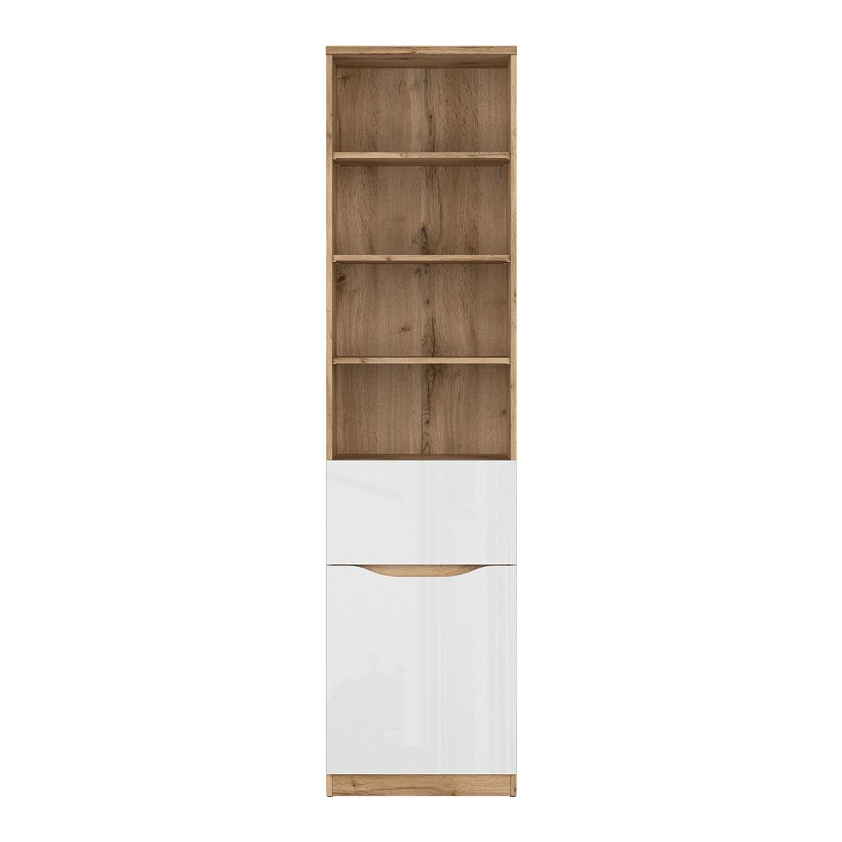 BÜCHERREGAL June Weiß und Holz - Weiß, Holzwerkstoff (50/198/40cm) - Petits-meubles