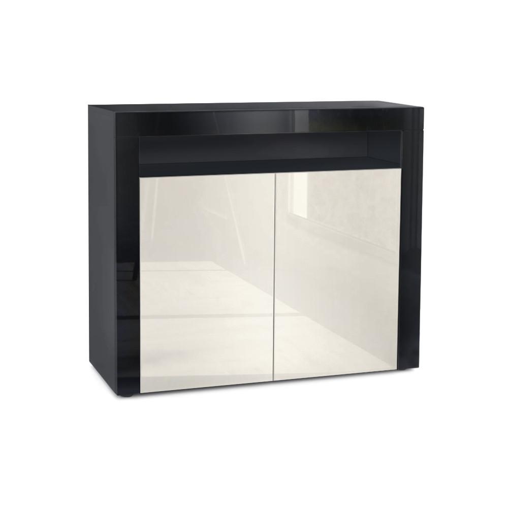KOMMODE Valencia Creme Hochglanz / Schwarz Hochglanz - Creme/Schwarz, Holzwerkstoff (108/92/40cm) - Vladon