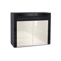 KOMMODE Valencia Creme Hochglanz / Schwarz Hochglanz - Creme/Schwarz, Holzwerkstoff (108/92/40cm) - Vladon