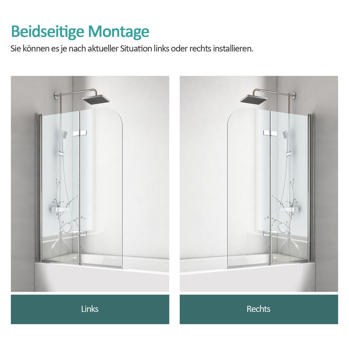 BADEWANNENAUFSATZ 2-teilig faltbar 100/140 cm - Transparent, Glas (100/140cm) - EMKE