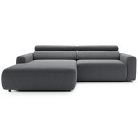 ECKSOFA Fando mit Schlaffunktion, L-Form, 4-Sitzer 252 cm, links Flechtstoff Grau - Schwarz/Grau, Holz/Kunststoff (252/182cm) - Selsey