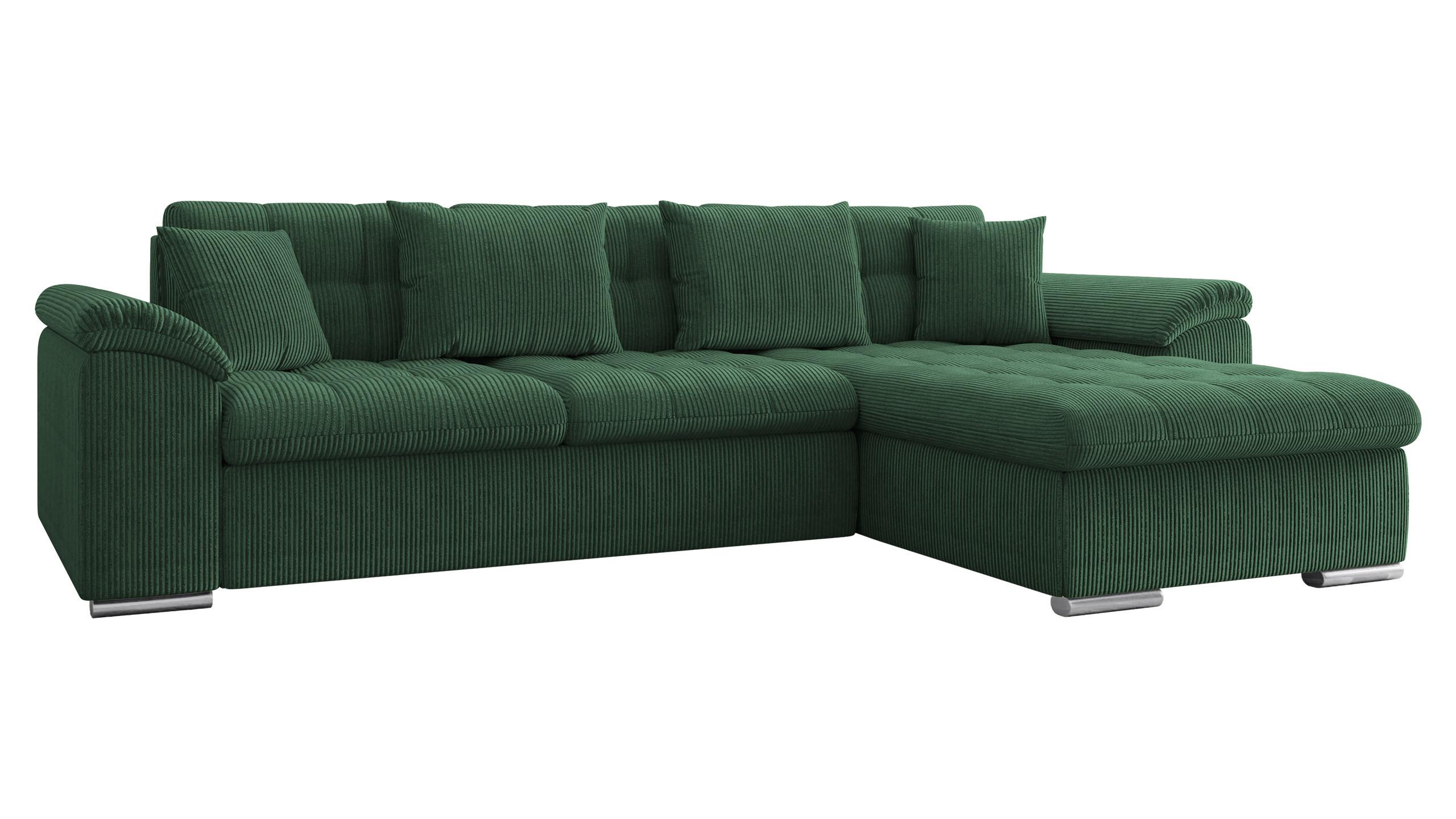 ECKSOFA Diana Cord, Seite: Rechts - Dunkelgrün, Holz/Textil (160/280cm) - MIRJAN24