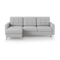 ECKSCHLAFSOFA Vinci mit universelle Ottomane, Hellgrau - Buchefarben/Hellgrau, Textil (236/151cm) - Beautysofa